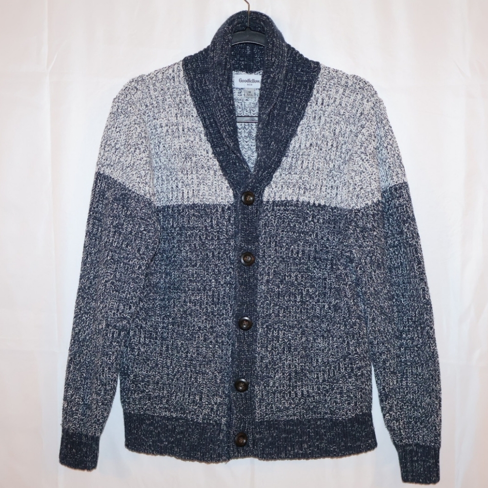 Goodfellow & Co Shawl Collar Cardigan Sweater-Navy Blue & Ivory. Medium.